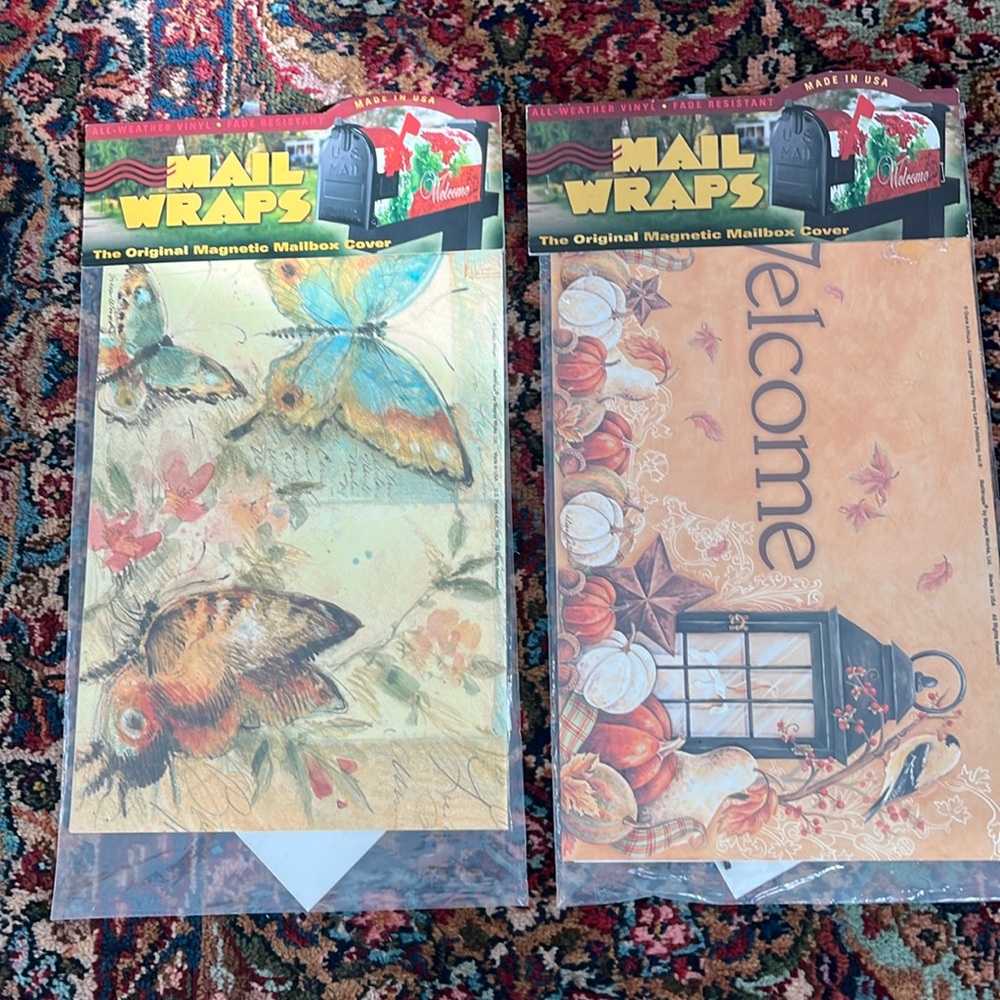 Mail Wraps magnetic mailbox covers 2 new in package 4 gently used